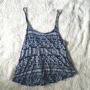 Iris Los Angeles Small Tank with Blue and White pattern and Back Cut Out